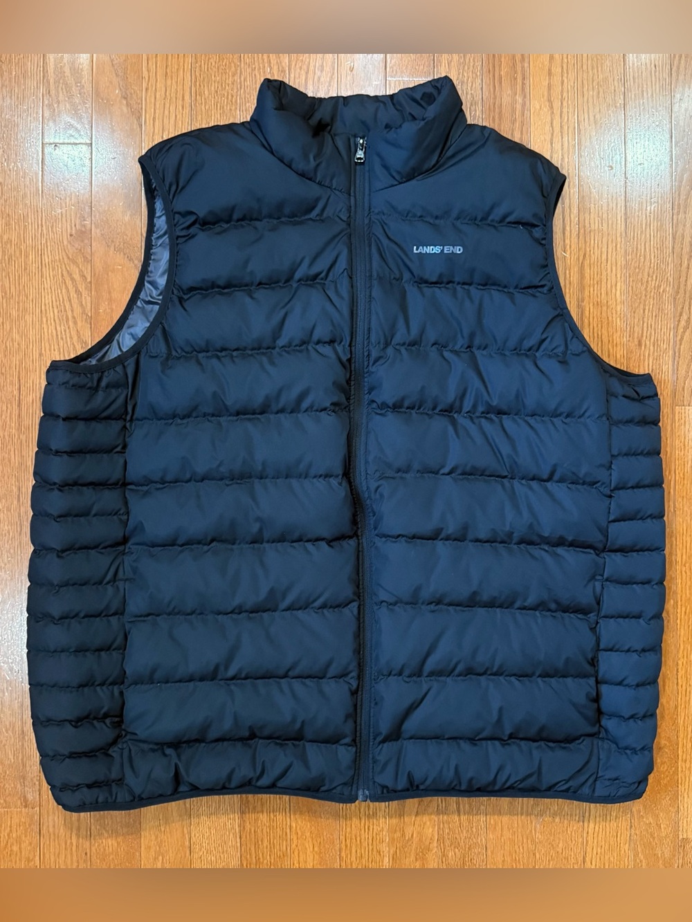 Lands End Mens 2XLT XXL Tall Down Puffer Vest Zip Up Packable Insulated Quilted